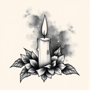 Black And Grey Candle Tattoo