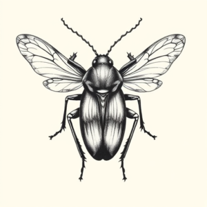 Black And Grey Cicada Tattoo