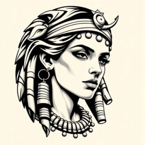Black And Grey Cleopatra Tattoo