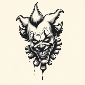 Black And Grey Clown Tattoo