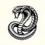 Black And Grey Cobra Tattoo