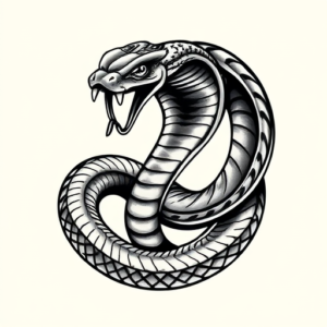 Black And Grey Cobra Tattoo