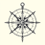 Black And Grey Compass Tattoo