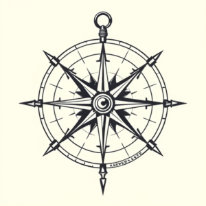 Black And Grey Compass Tattoo