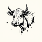 Black And Grey Cow Tattoo