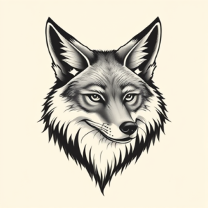 Black And Grey Coyote Tattoo