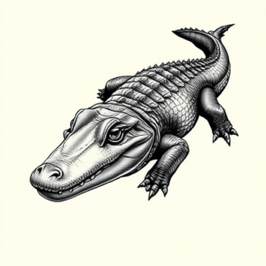 Black And Grey Crocodile Tattoo