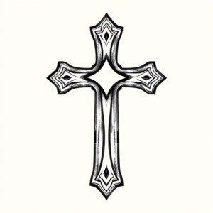 Black And Grey Cross Tattoo