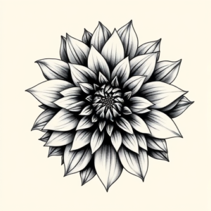 Black And Grey Dahlia Tattoo