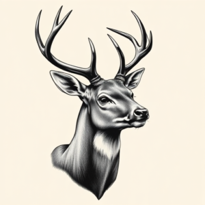 Black And Grey Deer Tattoo