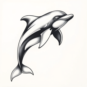 Black And Grey Dolphin Tattoo