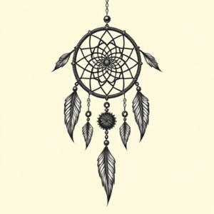 Black And Grey Dreamcatcher Tattoo