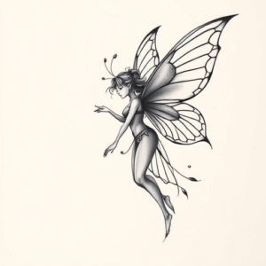 Black And Grey Fairy Tattoo
