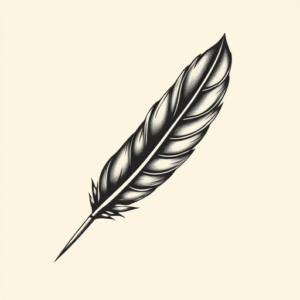 Black And Grey Feather Tattoo