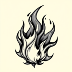 Black And Grey Flame Tattoo