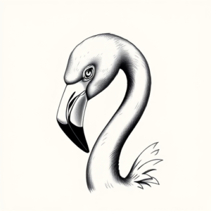 Black And Grey Flamingo Tattoo