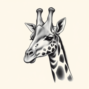 Black And Grey Giraffe Tattoo