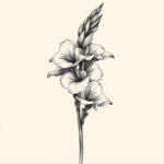 Black And Grey Gladiolus Tattoo