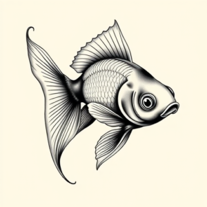 Black And Grey Goldfish Tattoo