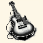 Black And Grey Guitar Tattoo
