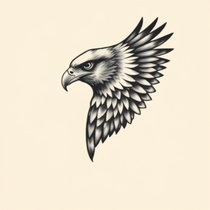 Black And Grey Hawk Tattoo
