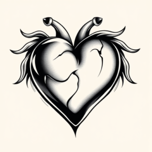 Black And Grey Heart Tattoo