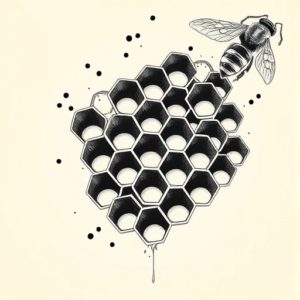 Black And Grey Honeycomb Tattoo