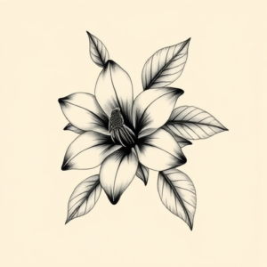 Black And Grey Honeysuckle Tattoo