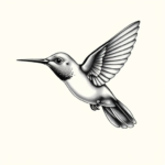 Black And Grey Hummingbird Tattoo