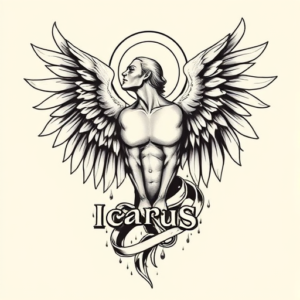 Black And Grey Icarus Tattoo