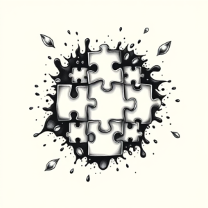 Black And Grey Jigsaw Tattoo