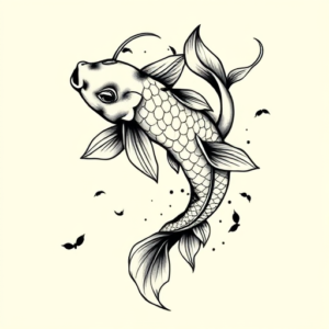 Black And Grey Koi Tattoo