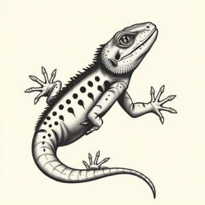Black And Grey Lizard Tattoo