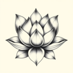 Black And Grey Lotus Tattoo