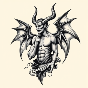 Black And Grey Lucifer Tattoo