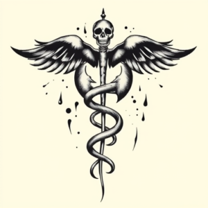 Black And Grey Medical Tattoo