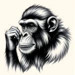 Black And Grey Monkey Tattoo