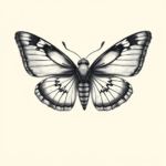 Black And Grey Moth Tattoo