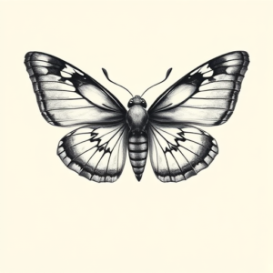 Black And Grey Moth Tattoo