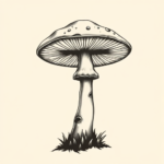 Black And Grey Mushroom Tattoo