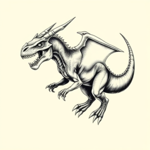 Black And Grey Mythosaur Tattoo