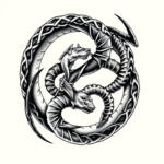 Black And Grey Ouroboros Tattoo
