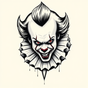 Black And Grey Pennywise Tattoo