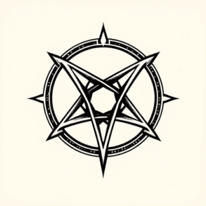 Black And Grey Pentagram Tattoo
