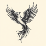 Black And Grey Phoenix Tattoo