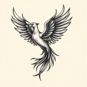 Black And Grey Phoenix Tattoo