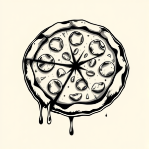 Black And Grey Pizza Tattoo
