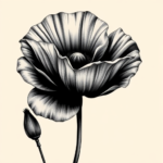 Black And Grey Poppy Tattoo