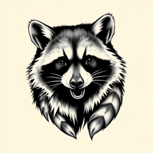 Black And Grey Raccoon Tattoo