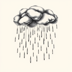 Black And Grey Rain Tattoo